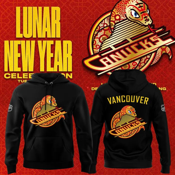 Special New Vancouver Canucks Year of the Snake Black Hoodie-AB031325503