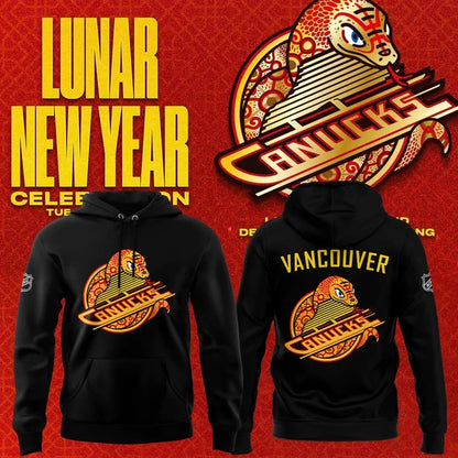Special New Vancouver Canucks Year of the Snake Black Hoodie-AB031325503