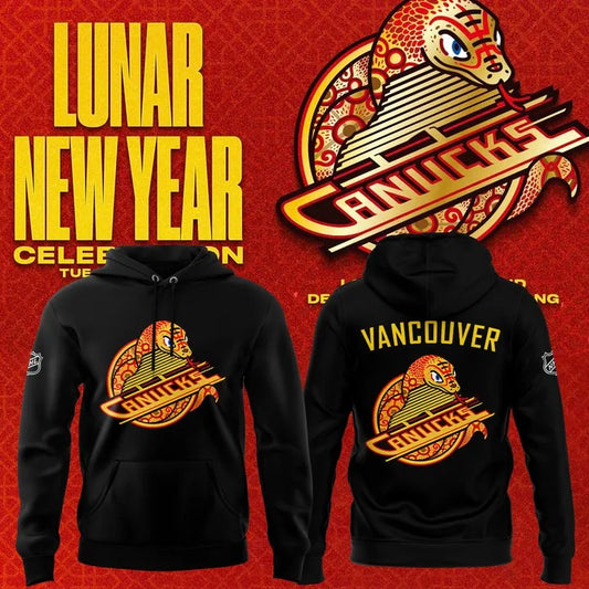 Special New Vancouver Canucks Year of the Snake Black Hoodie-AB031325503