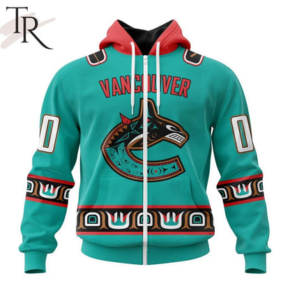 Special New Canucks x Grizzlies Custom Zip Hoodie-AB031925701
