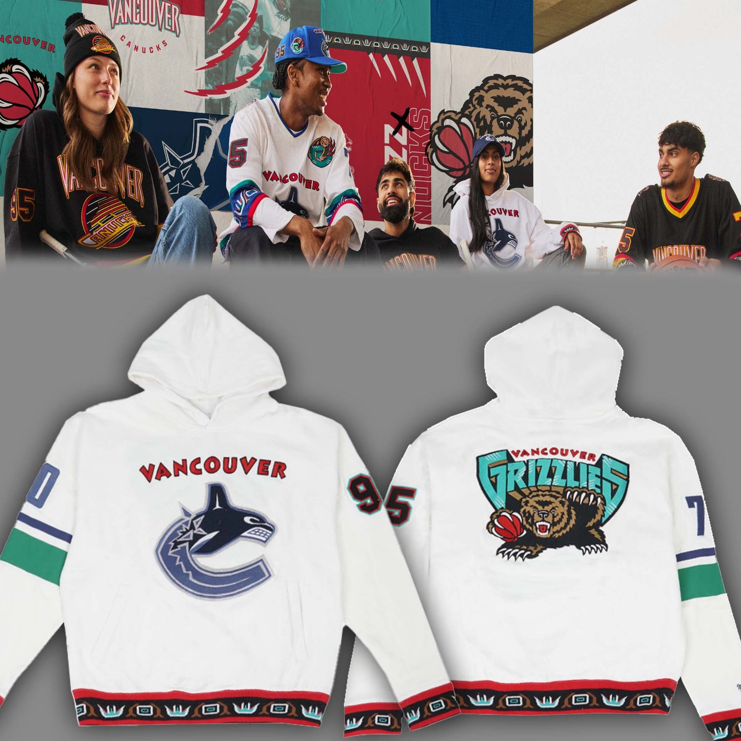 Special New Canucks x Grizzlies White Orca Hoodie-AB032225501