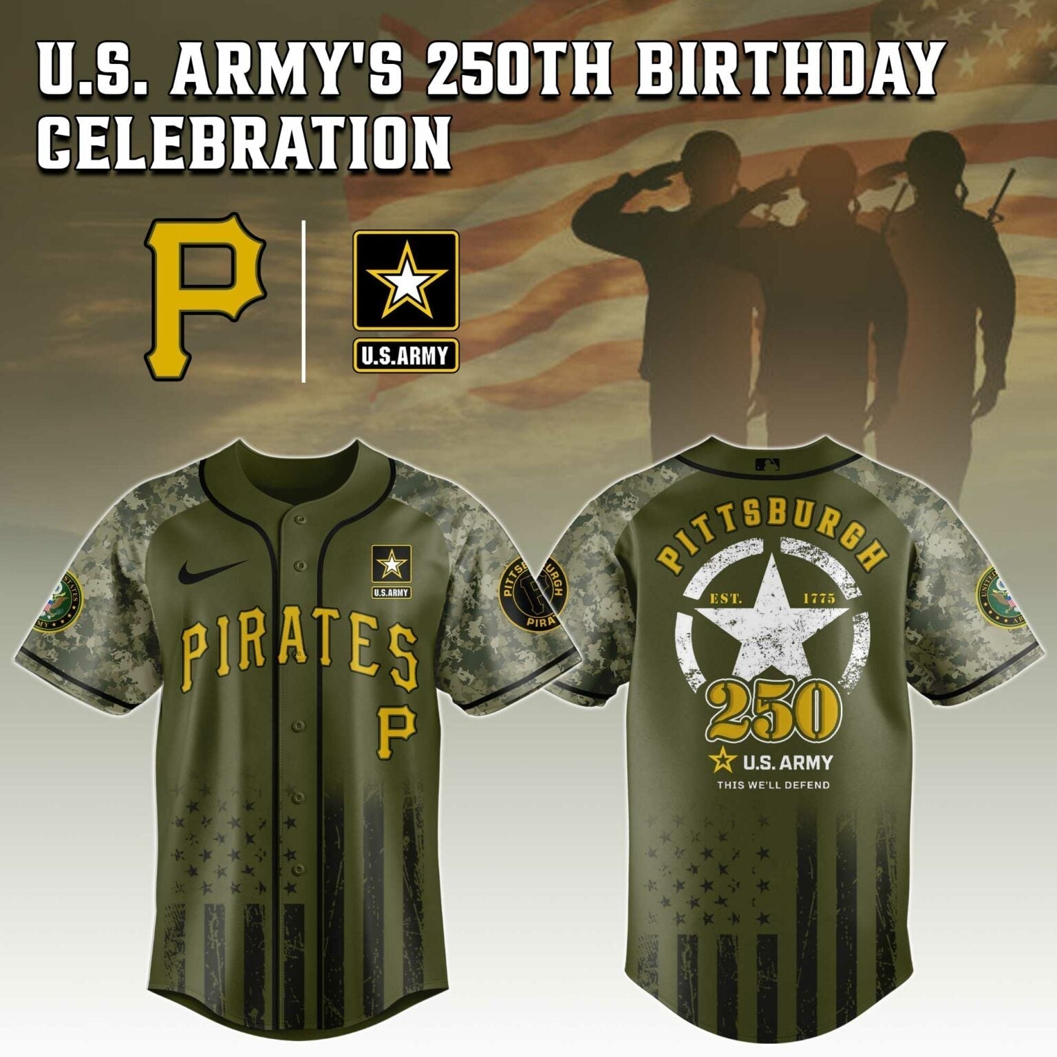 Pittsburgh Pirates x 250 U.S. ARMY Jersey 03