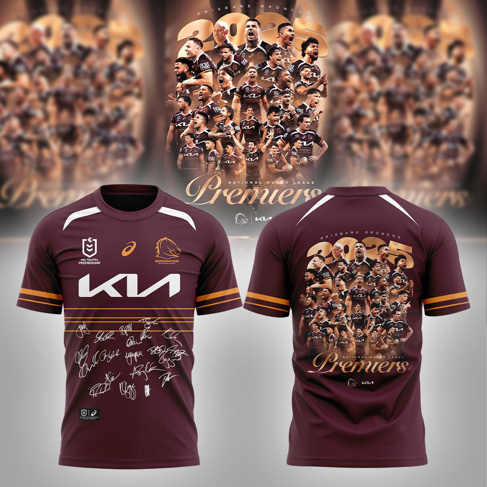 B.Broncos NRL Finals 2025 Champions Signature Combo Shirt