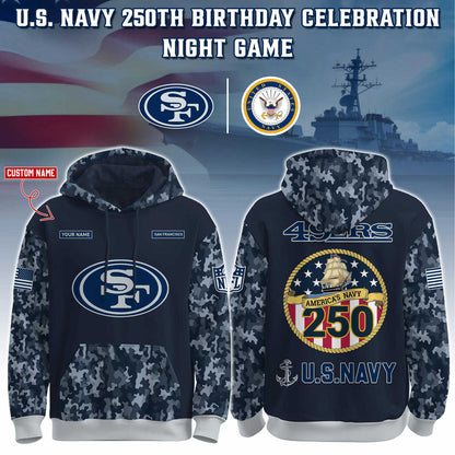 San Francisco 49ers Navy 250th Birthday Hoodie Limited Edions