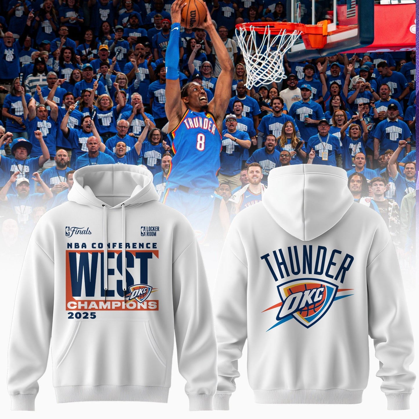 Oklahoma City Thunder 2025 Western Conference Champions Locker Room Hoodie