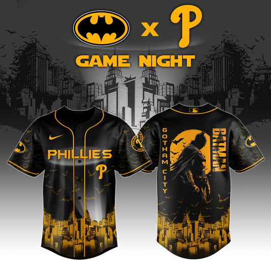 .Philadelphia Phillies x DC Batman Game Night Special Edition Jersey
