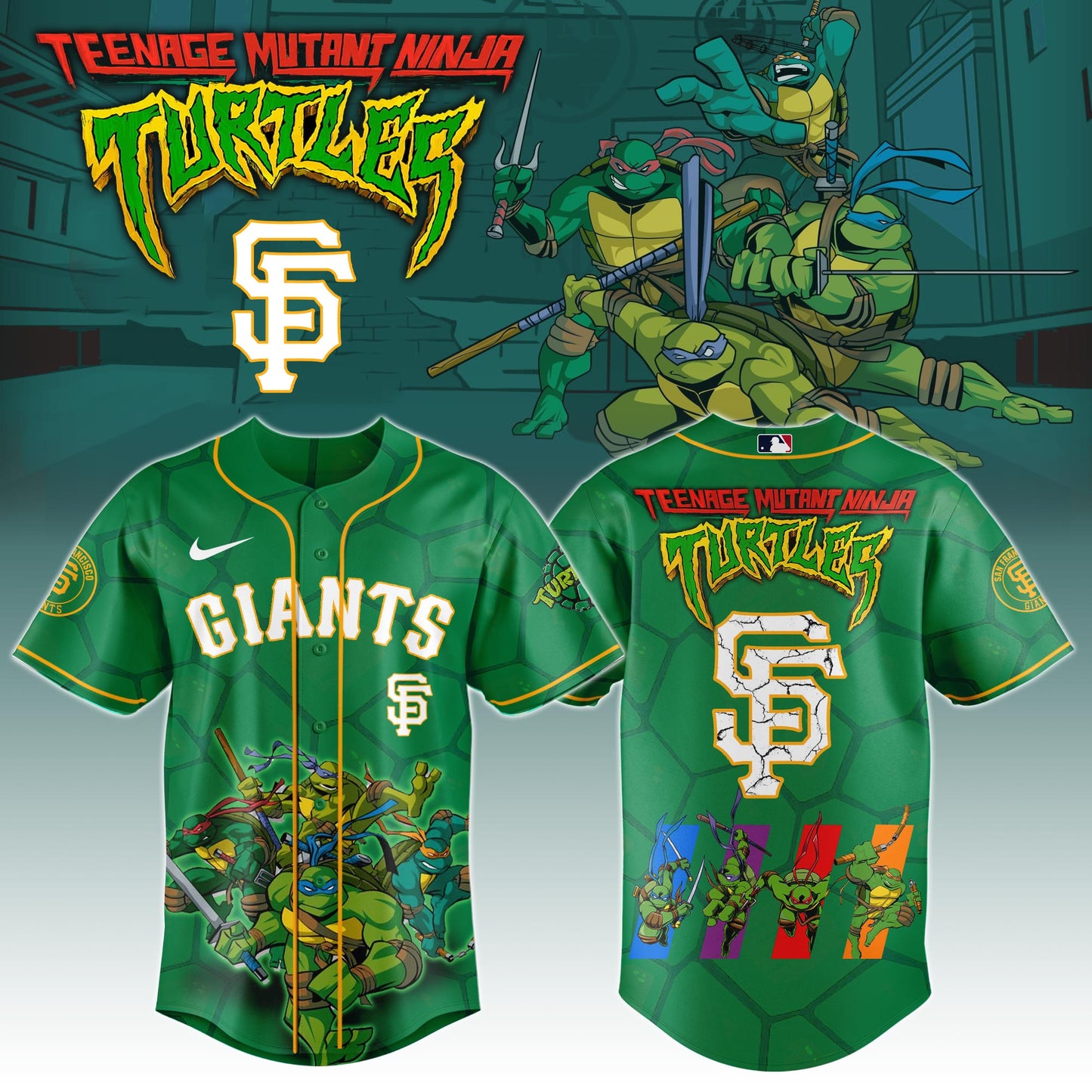 .        San Francisco Giants x Ninja Turtles Night Game Limited Edition Jersey 2025