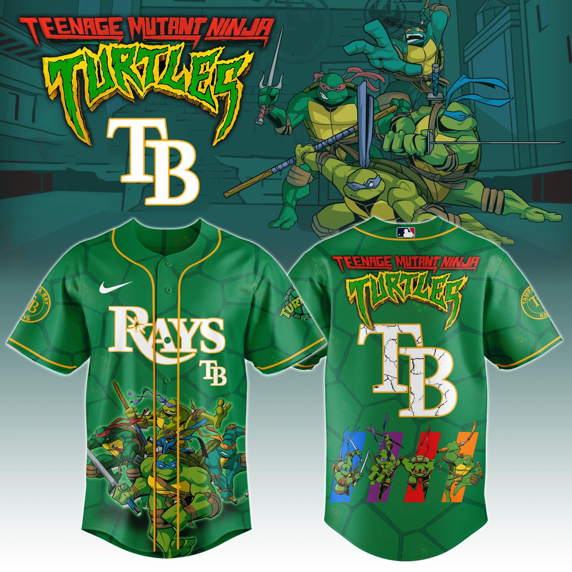 .         Tampa Bay Rays x Ninja Turtles Night Game Limited Edition Jersey 2025