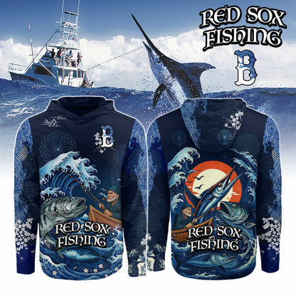 Boston Red Sox x Wave Hunter Fishing Limited Edition Long Sleeve Hoodie 2025