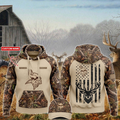 Premium Minnesota Vikings Merch - Minnesota Vikings  Football x Hunting Limited Edition Sand Hoodie 2025 - Gear Up For Game Day