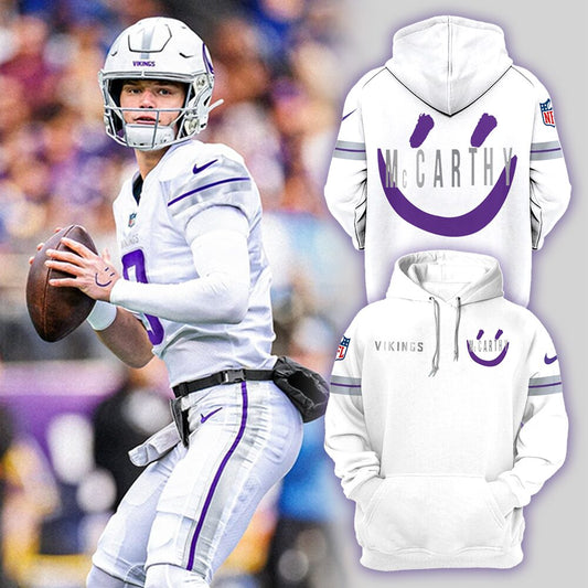 Premium Minnesota Vikings Merch - Minnesota Vikings Football 2025 Limited Edition “Winter Warrior” -  J.J. McCarthy "Winter Warrior" Hoodie 2025 - Gear Up For Game Day