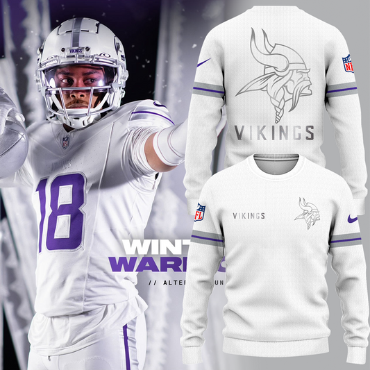 Premium Minnesota Vikings Merch - Minnesota Vikings Football 2025 Limited Edition “Winter Warrior” - “Winter Warrior” 2025 Sweatshirt - Gear Up For Game Day