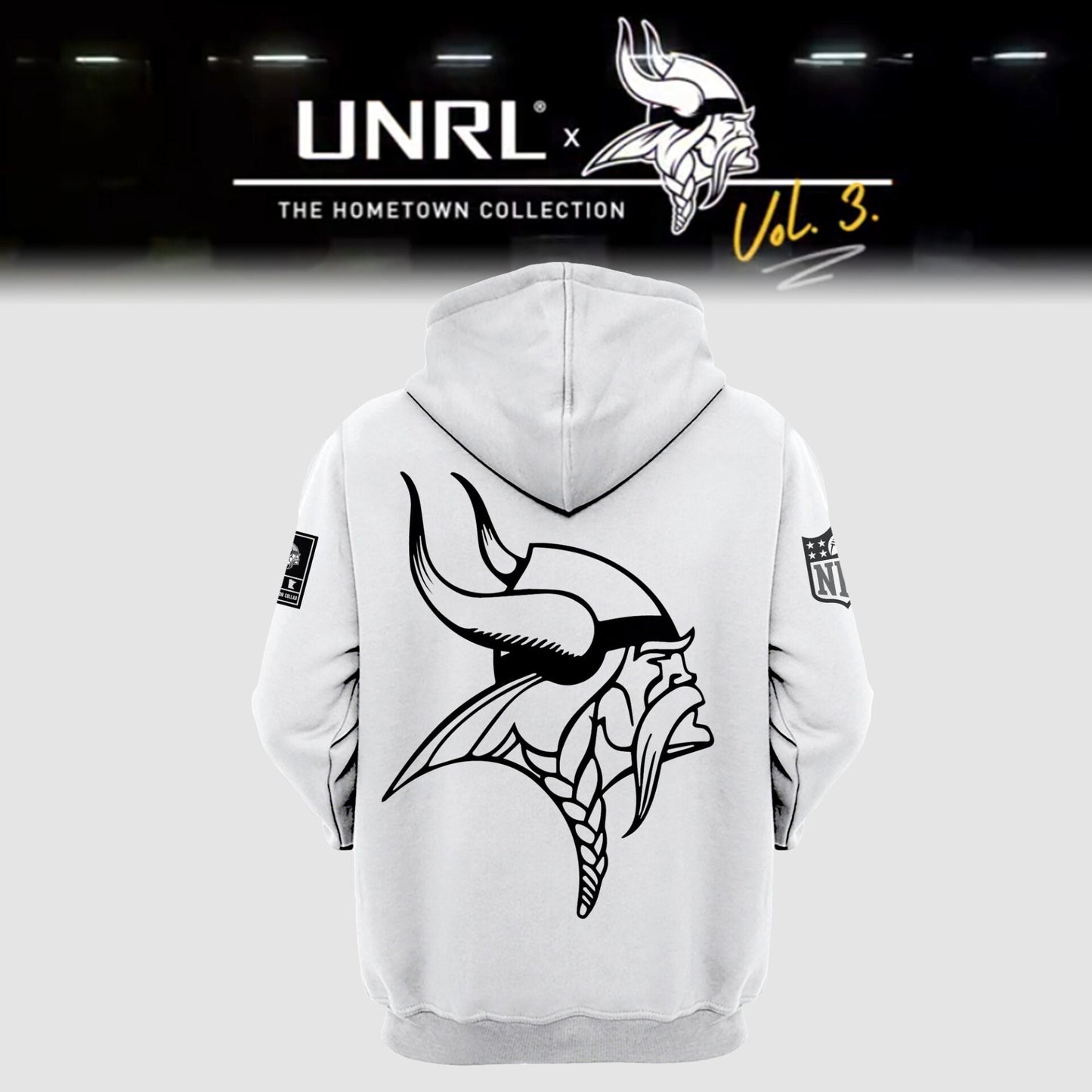 Premium Minnesota Vikings Merch - Minnesota Vikings Football 2025 Limited Edition “Winter Warrior” -  UNRL Vol 3 Hoodie - Gear Up For Game Day