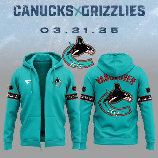 Special New Canucks x Grizzlies Zip Hoodie-ND03222514