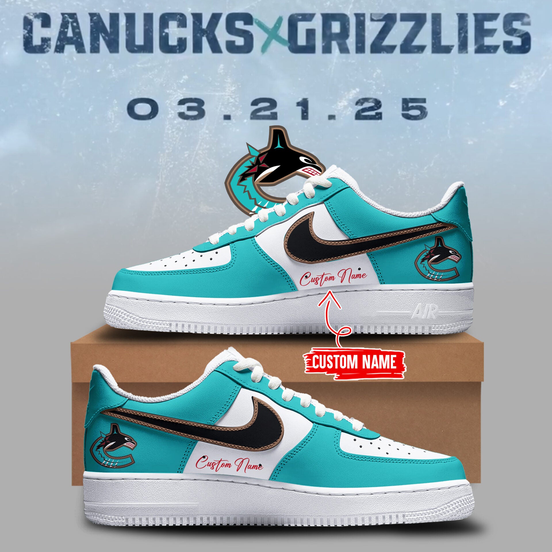 Special New Canucks x Grizzlies AF1 Shoes-ND03222516
