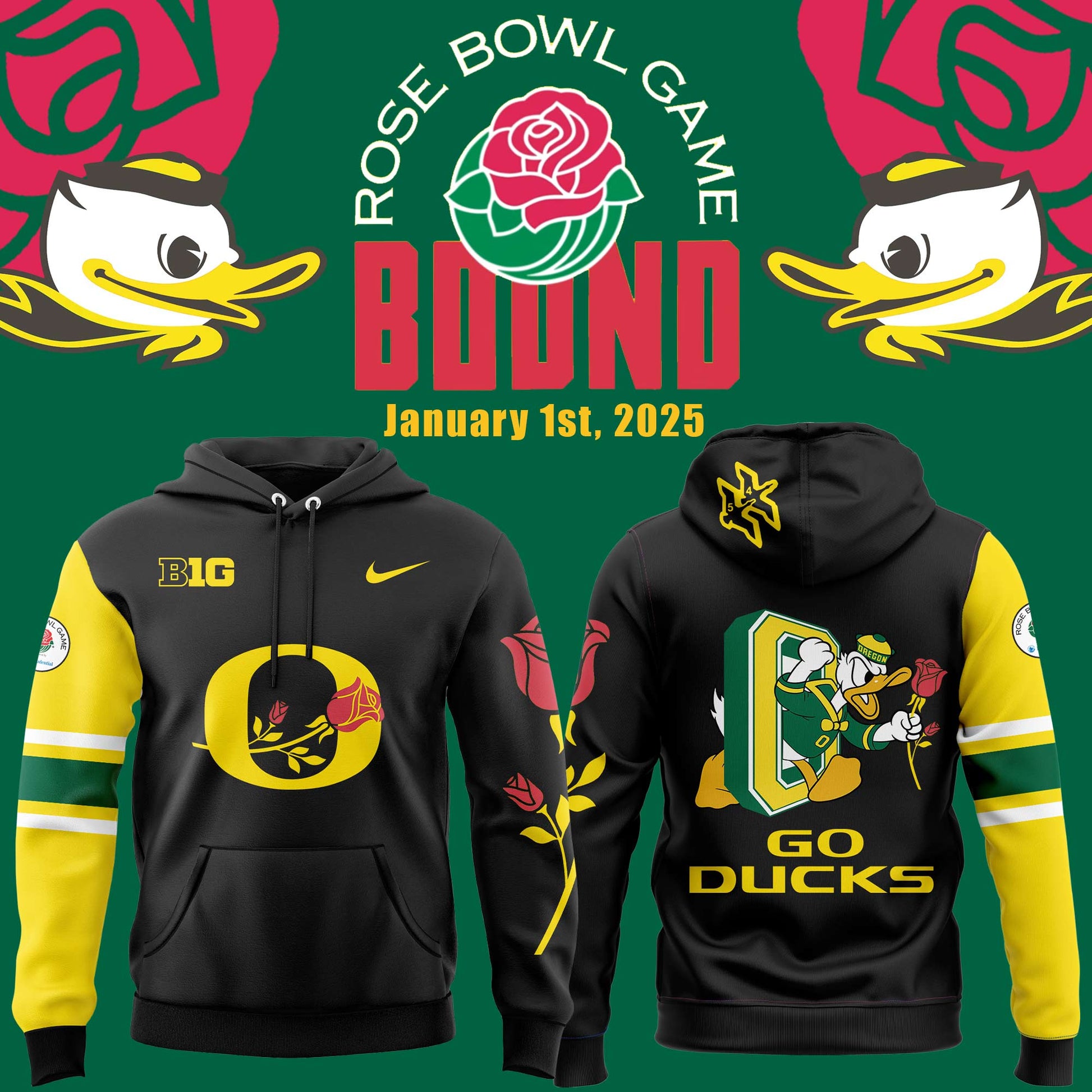 Oregon Ducks Rose Bowl Game 2025 Limited Hoodie