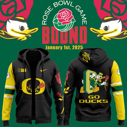 Oregon Ducks Rose Bowl Game 2024 Limited Zip Hoodie