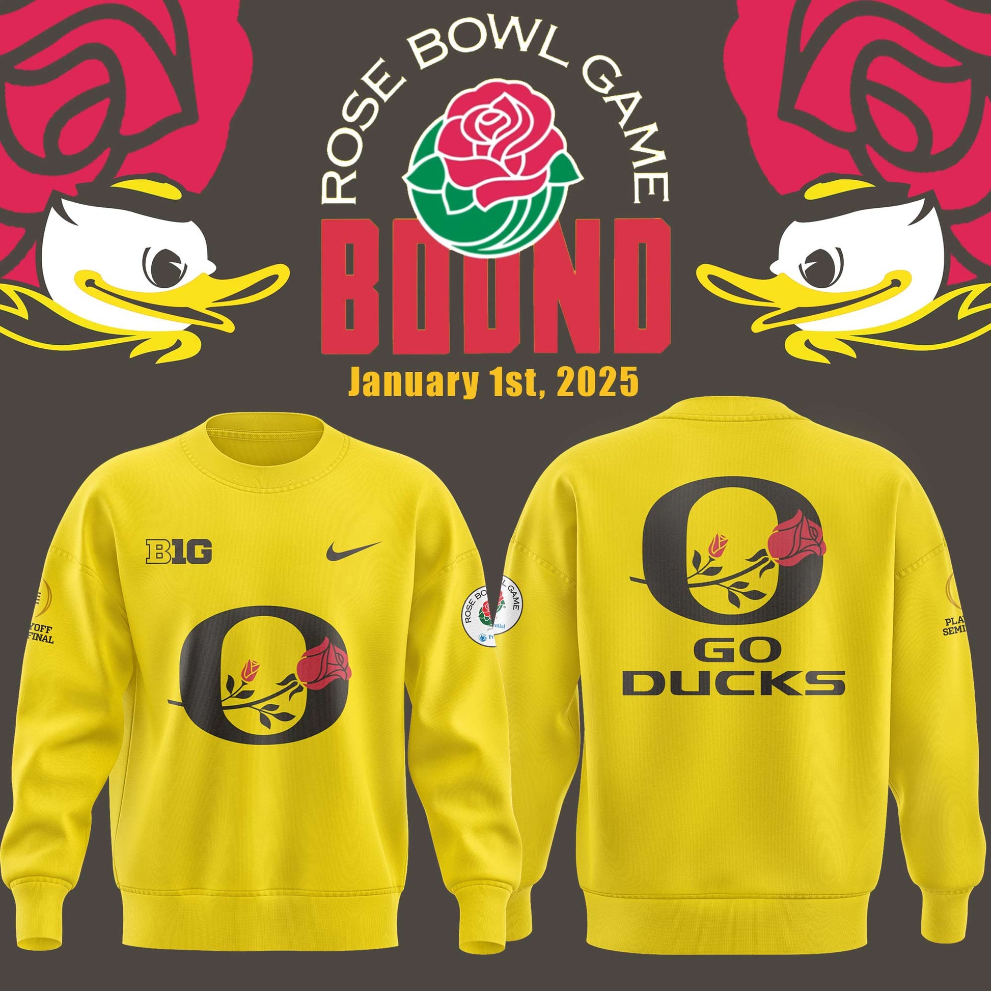 Oregon Ducks Rose Bowl Game 2024 Sweatshirt V1
