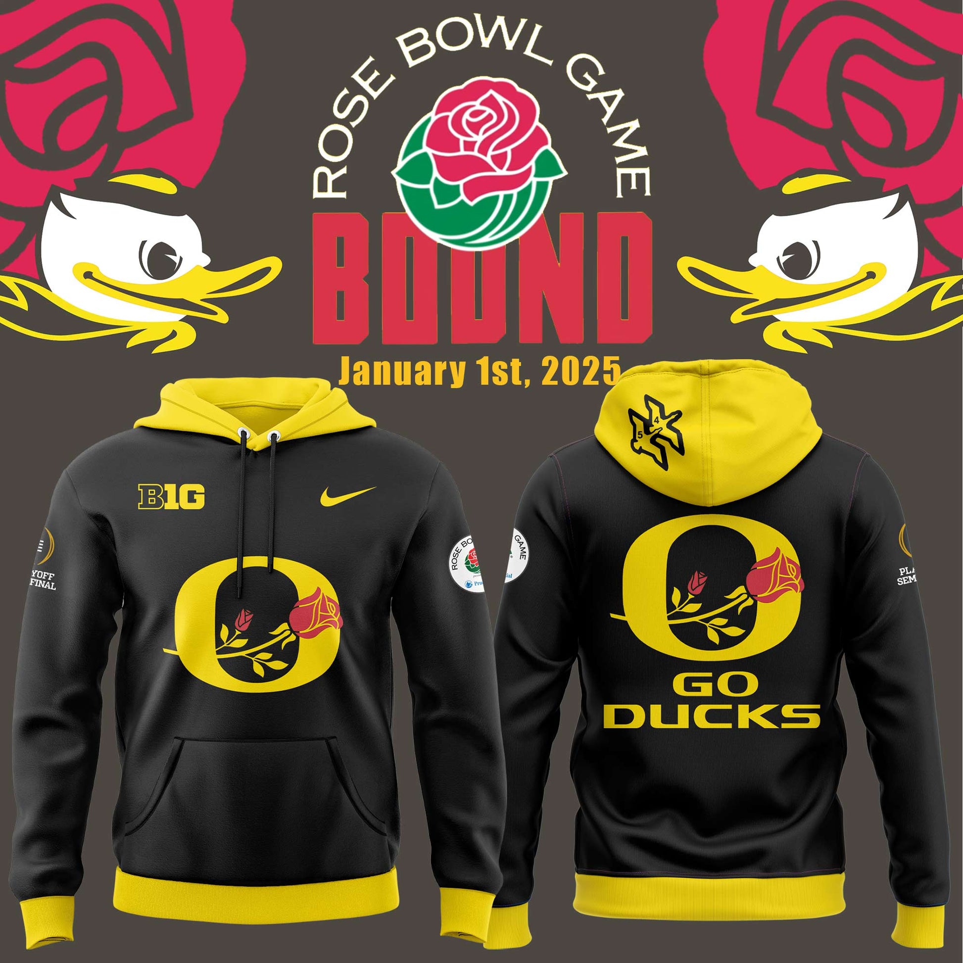 Oregon Ducks Rose Bowl Game 2025 Hoodie