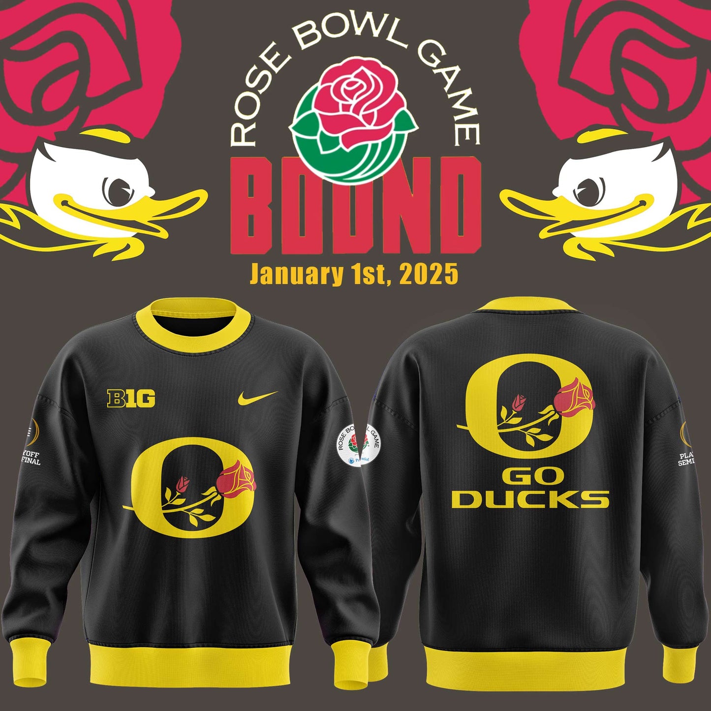 Oregon Ducks Rose Bowl Game 2024 Sweatshirt