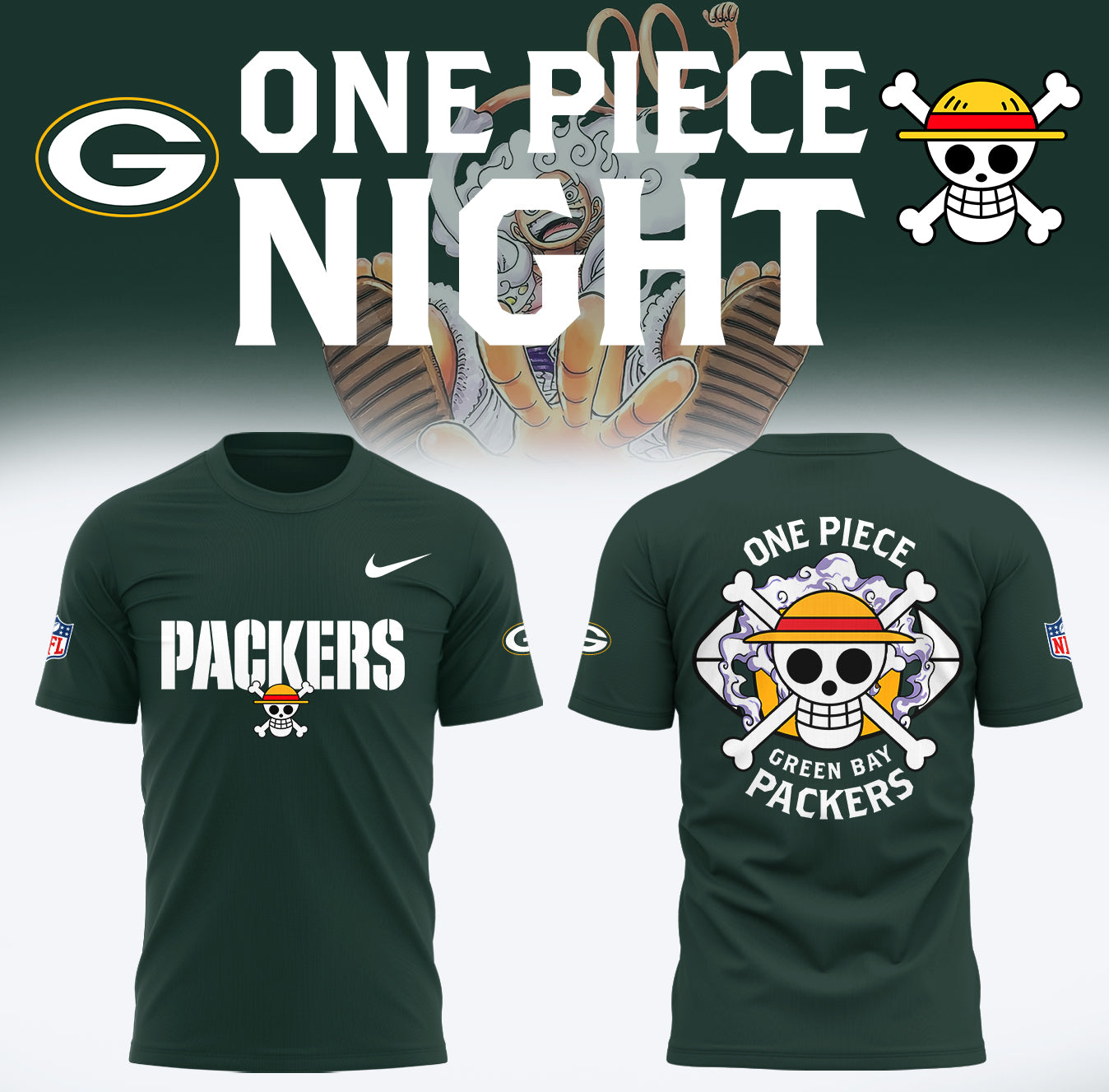 One Piece x Packers Limited Edition T-Shirt