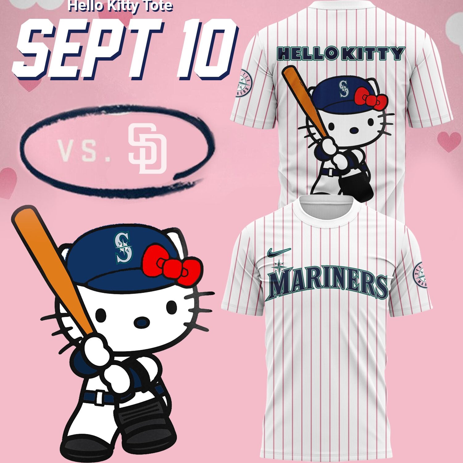 Seattle Mariners Hello Kitty Night Baseball Jersey