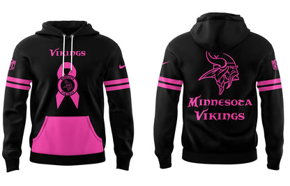 Premium Minnesota Vikings Merch - Minnesota Vikings Football - Limited Intercept Cancer 2025 Black Hoodie - Gear Up For Game Day