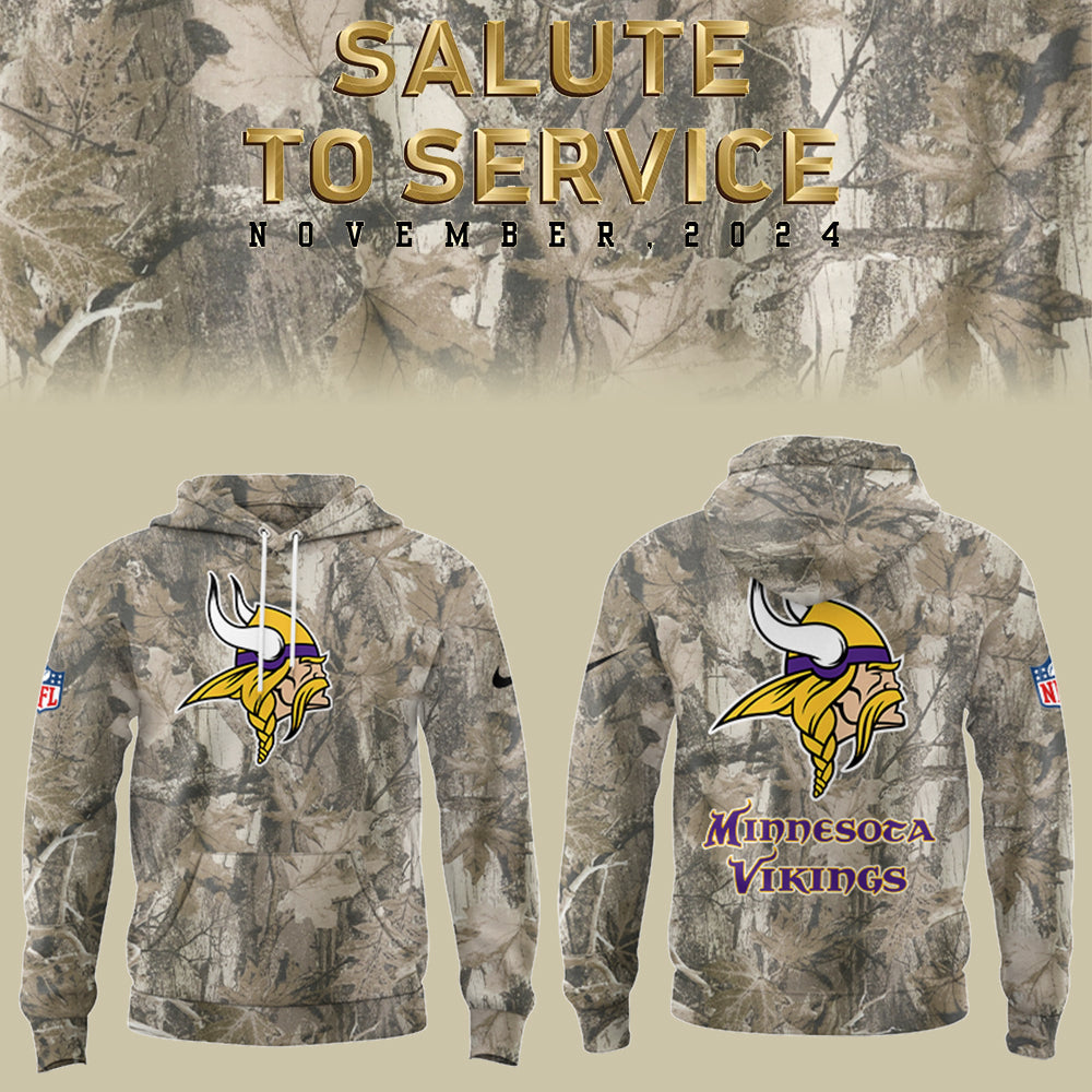 Premium Minnesota Vikings Merch - Limited Edition Salute to Service Realtree Hoodie - Gear Up For Game Day