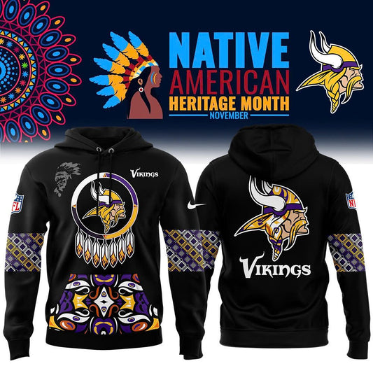 Premium Minnesota Vikings Merch - Vikings 2025 Native American Heritage Month Premium Limited Hoodie - Gear Up For Game Day