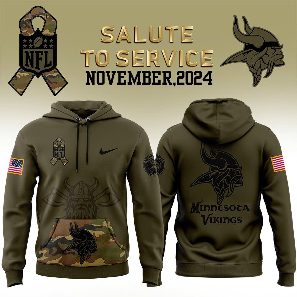 Premium Minnesota Vikings Merch - Limited Edition Salute to Service Hoodie - Gear Up For Game Day