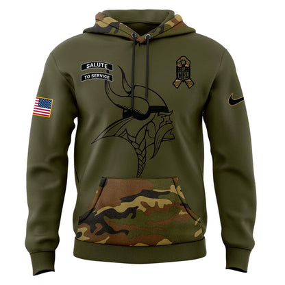 Premium Minnesota Vikings Merch - Limited Edition Salute to Service Hoodie - Gear Up For Game Day
