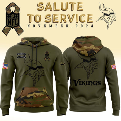 Premium Minnesota Vikings Merch - Limited Edition Salute to Service Hoodie - Gear Up For Game Day