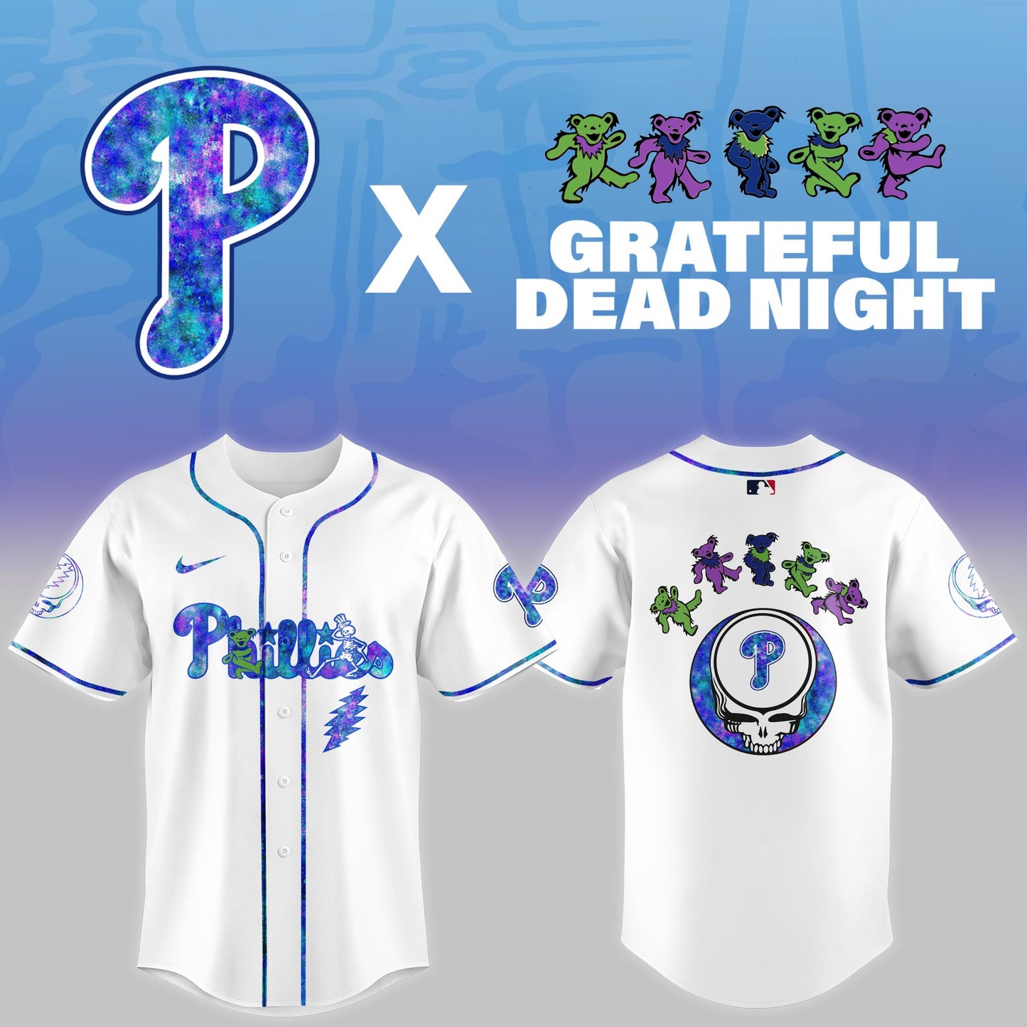Philadelphia Phillies 2025 Grateful Dead Night Limited Jersey