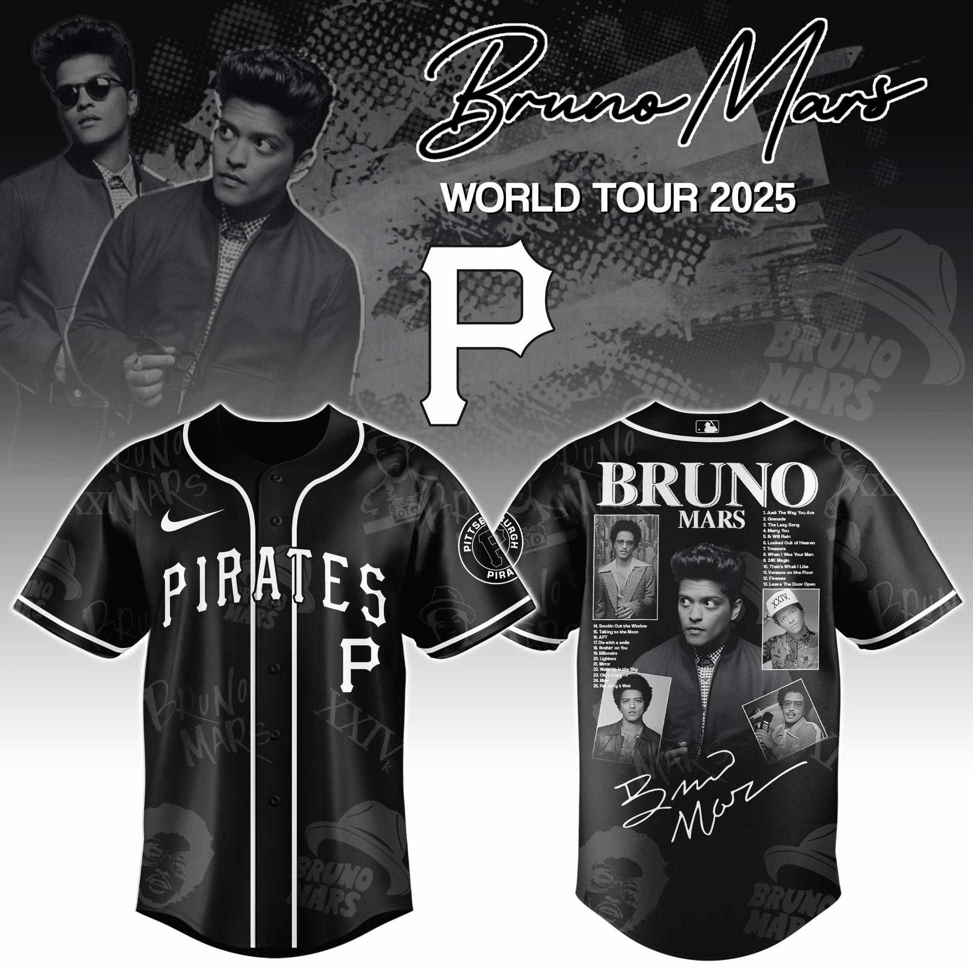 P Pirates x Bruno Mars at Park MGM  2025 Jersey Editions Limited +Selling Out Fast