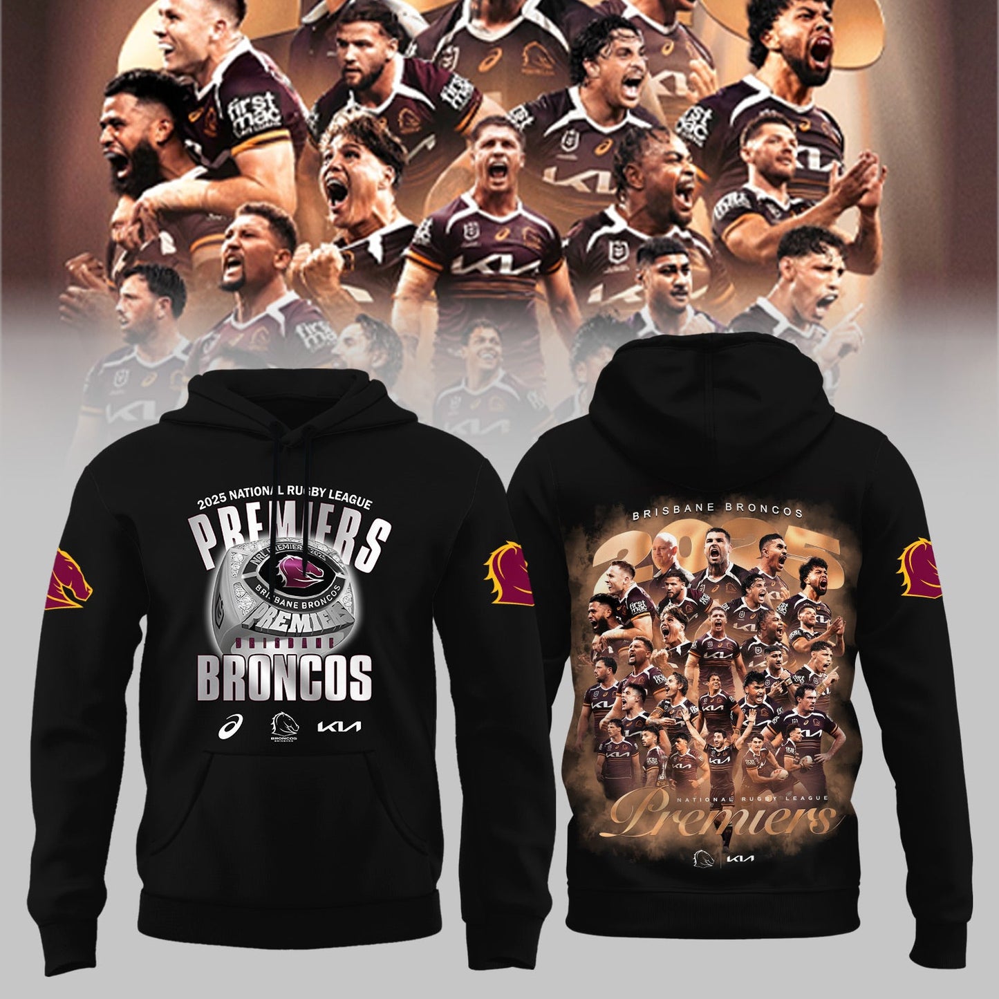 B.Broncos NRL Finals 2025 Champions Combo Hoodie