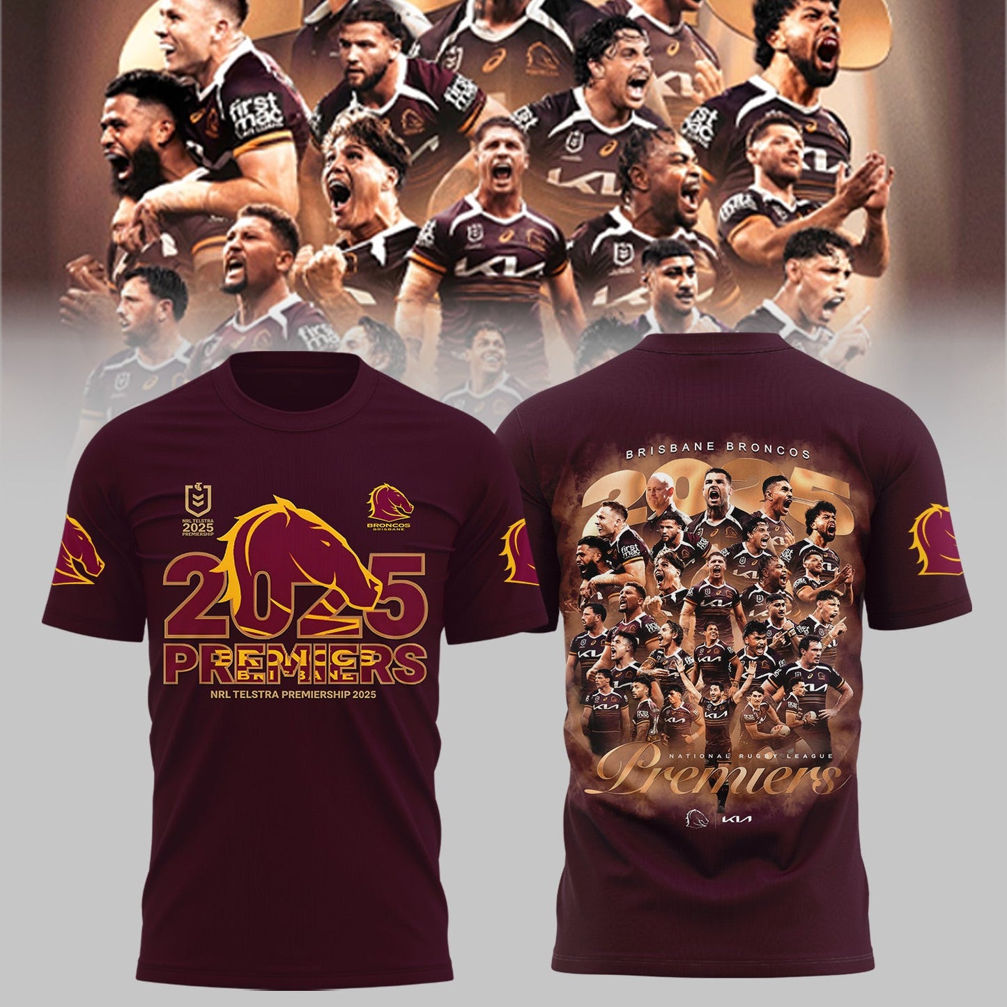 B.Broncos NRL Finals 2025 Champions Signature Combo Shirt
