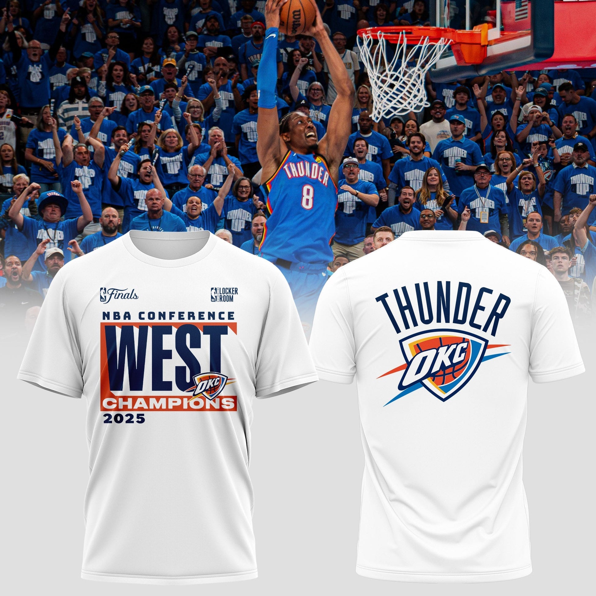 Oklahoma City Thunder 2025 Western Conference Champions Locker Room T-Shirt