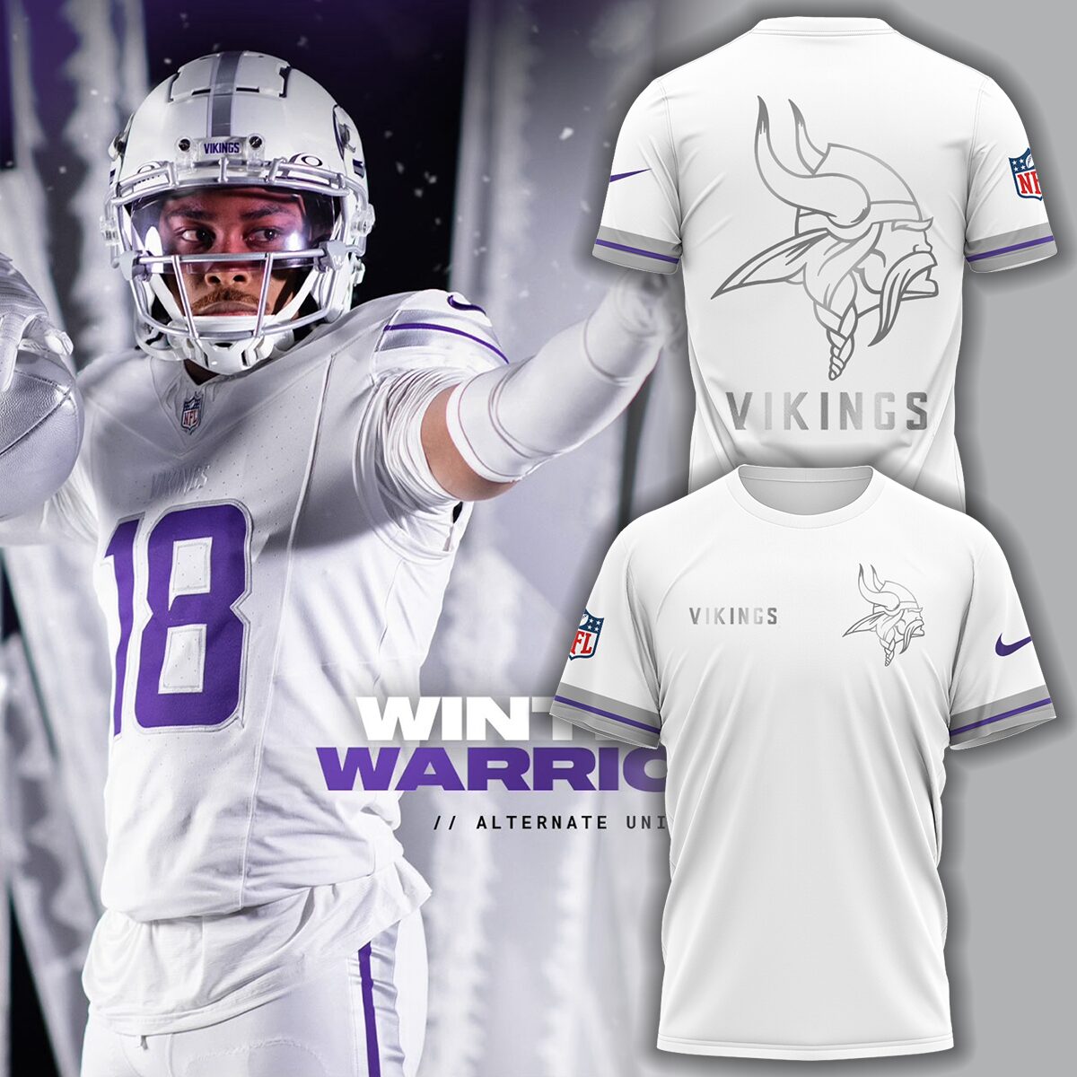 Premium Minnesota Vikings Merch - Minnesota Vikings Football 2025 Limited Edition “Winter Warrior” -  T-Shirt - Gear Up For Game Day