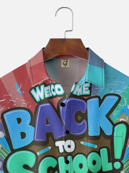 Tall Size Moisture-wicking Back to School Chest Pocket Casual Shirt-Blue