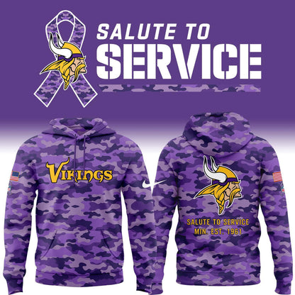 Special 2025 Salute To Service Minnesota Vikings Combo Hoodie