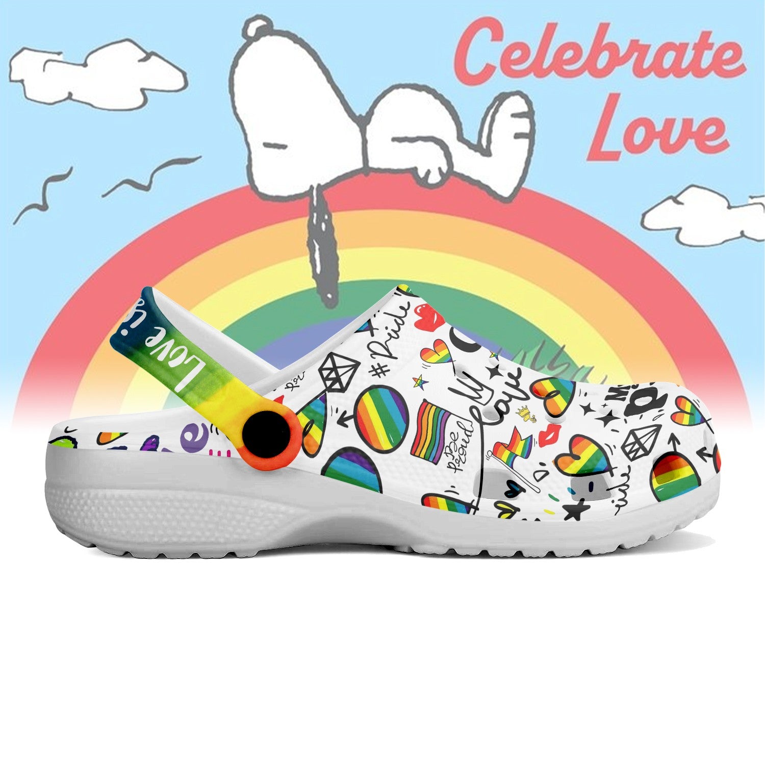 Snoopy x Pride Month Crocs Crocband Clogs Shoes Comfortable For Men Women