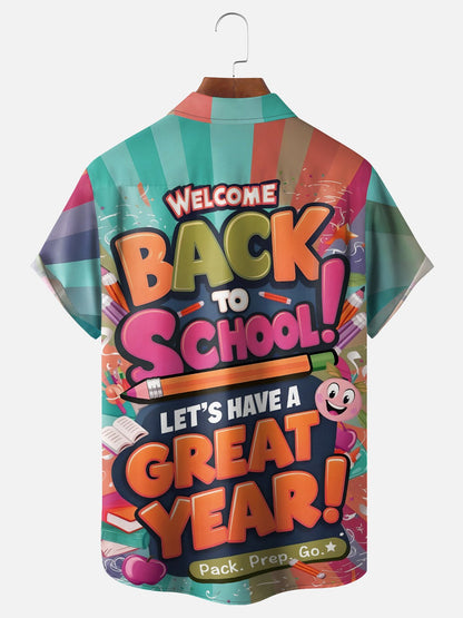 Tall Size Moisture-wicking Back to School Chest Pocket Casual Shirt-Orange