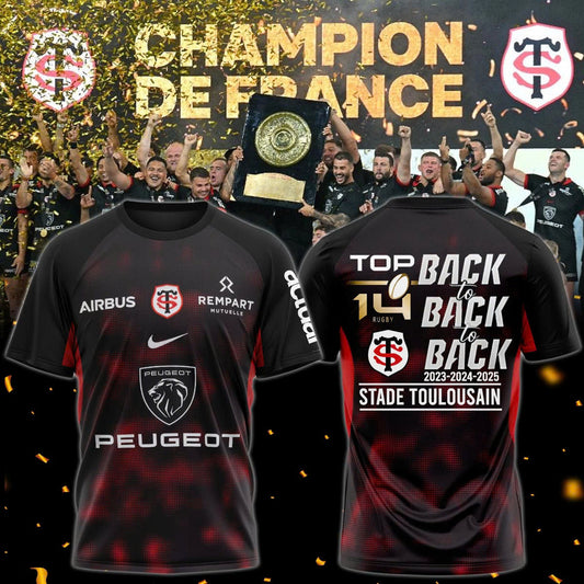 Stade Toulousain Champions 2025 Back To Back To Back T-Shirt