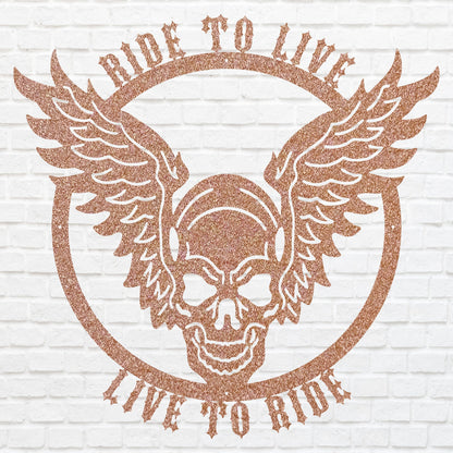 Live to Ride, Ride to Live, Skull Metal Wall Art, Biker Skull Wall Decor, Bike Lover Wall Art, Boy Room Decor, Garage Decor