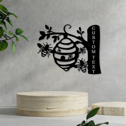 Personalized Honey Bees Metal Wall Art With Lights, Garden Decoration, Honey Bees Sign, Wall Hanging, Tree Hanging, Gift For Grandma, Mom