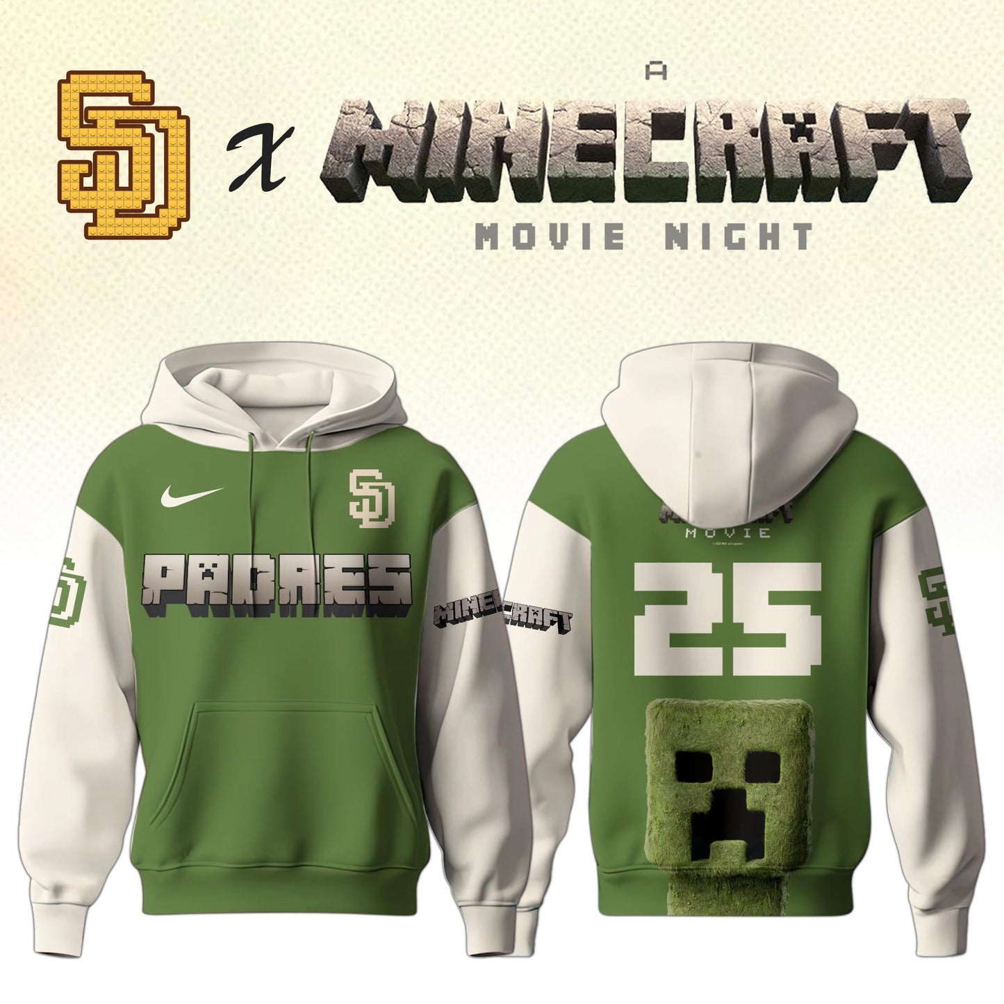 ,    San Diego Padres MLB x A MINECRAFT MOVIE Night Hoodie Editions Limited