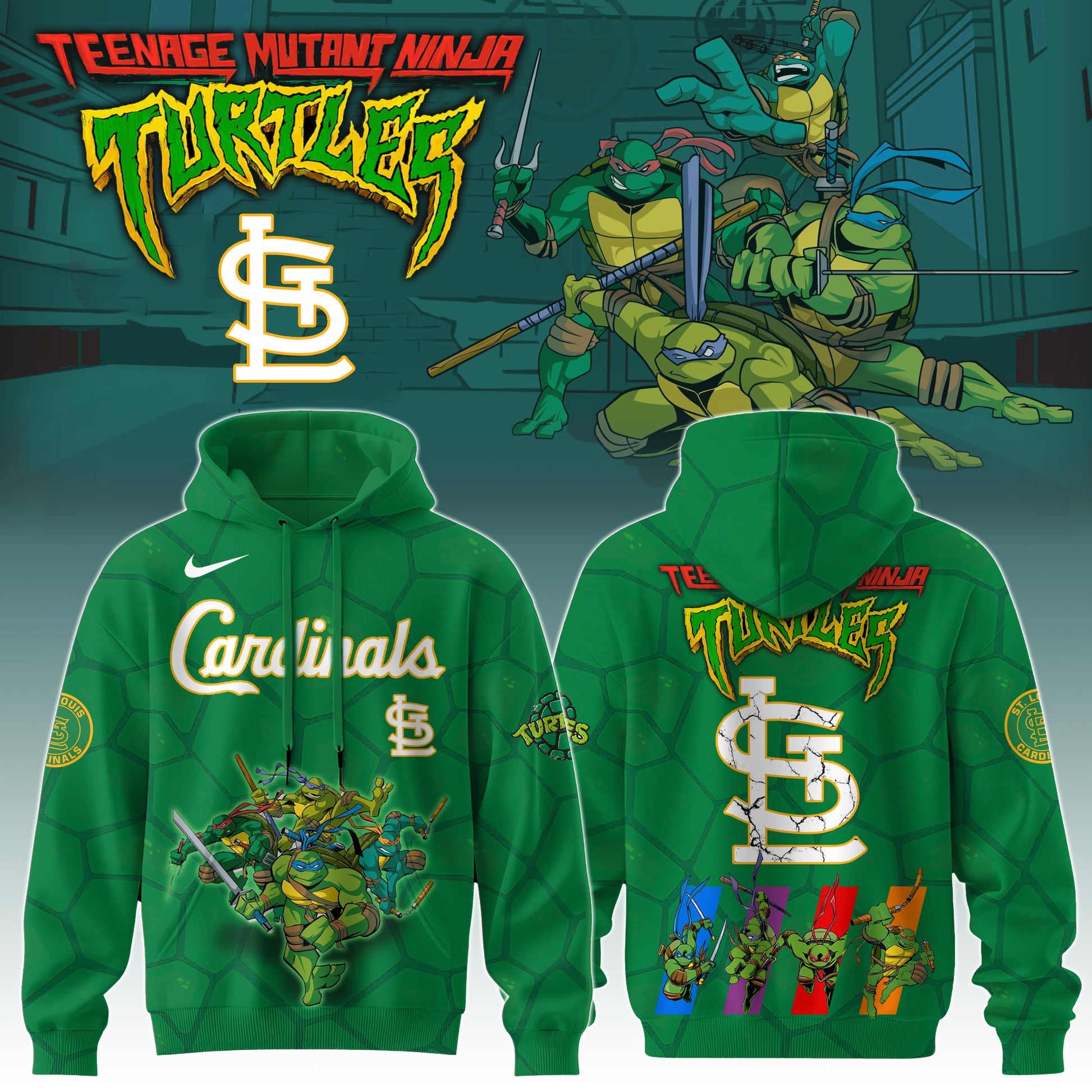 .        St.Louis Cardinals MLB x Ninja Turtles Special Edition Hoodie 2025