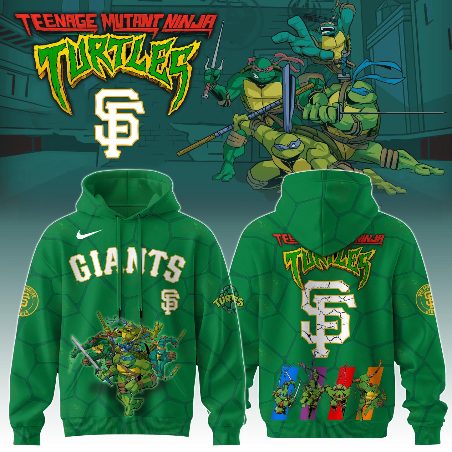 .        San Francisco Giants MLB x Ninja Turtles Special Edition Hoodie 2025