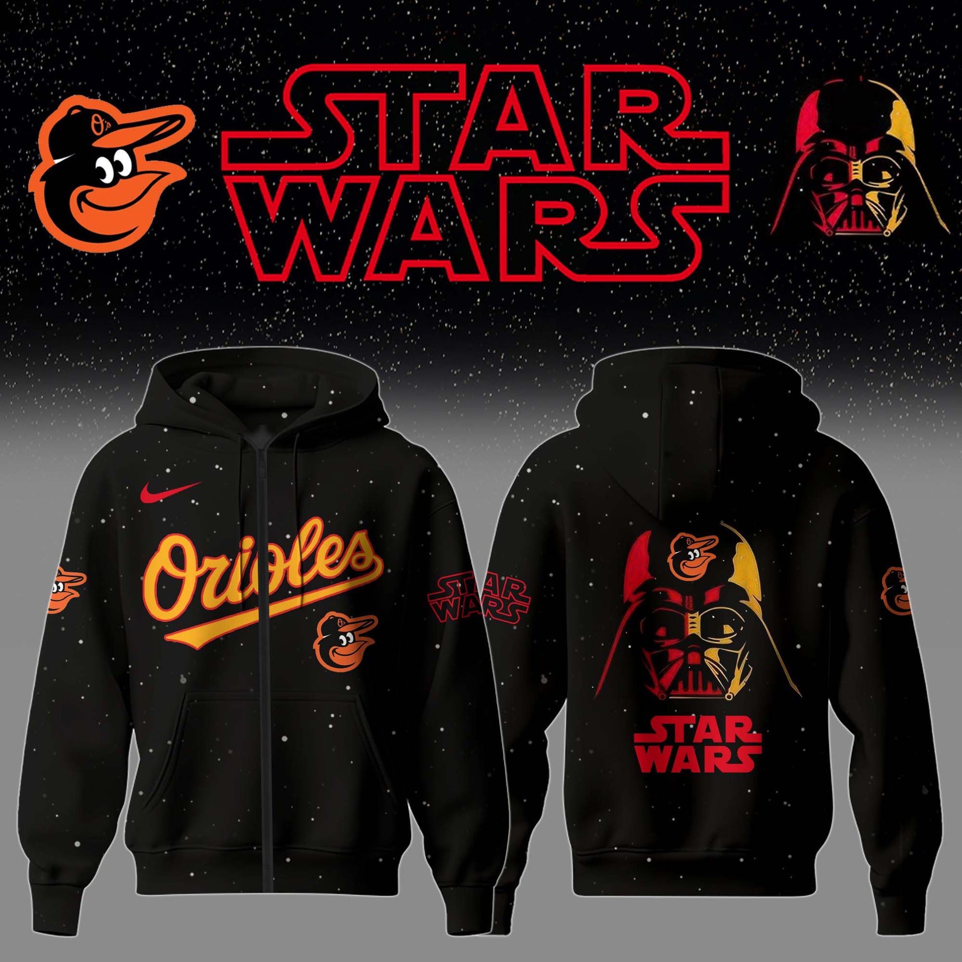 .Baltimore Orioles x Stars Wars Night Hoodie Editions Limited