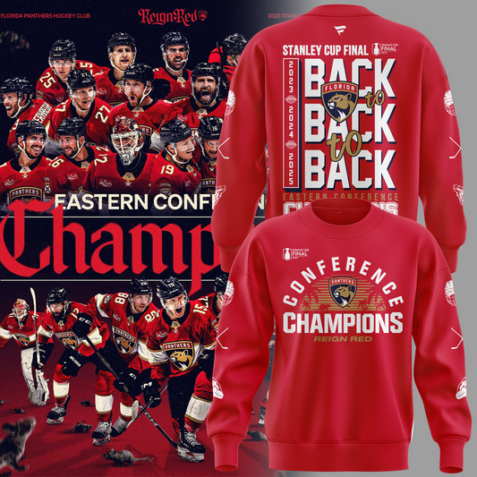 Special Edition Florida Panthers Back-To Back-To-Back Eastern Conference Champions Sweatshirt 2025
